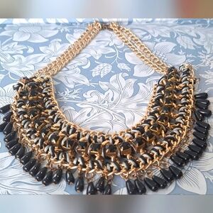 Chunky modernist black and gold necklace